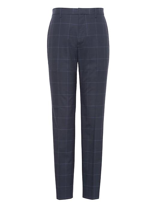 Banana Republic Mens Athletic Tapered Non-iron Stretch Cotton Plaid Pant Navy Size 26w