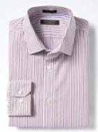 Banana Republic Mens Grant Fit Non Iron Stretch Stripe Shirt - Dried Cherry