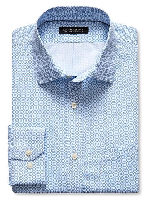 Banana Republic Mens Classic Fit Non Iron Diamond Shirt Size L Tall - Slalom Blue