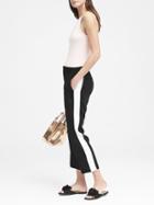 Banana Republic Womens Avery Straight-fit Easy Care Tuxedo Stripe Ankle Pant Black With White Stripe Size 6