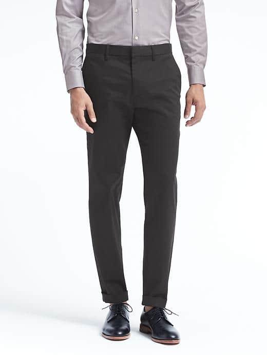 Banana Republic Mens Mason Tapered Rapid Movement Chino - Black
