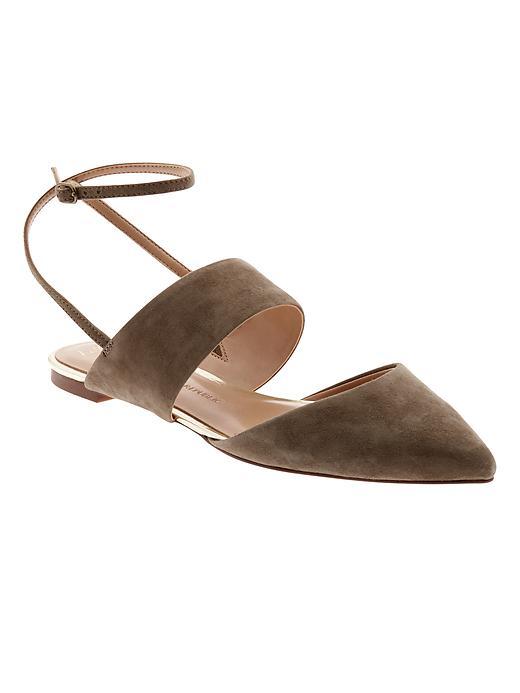 Banana Republic Abilene Ankle Strap Flat Size 10 - Tigers Eye Green