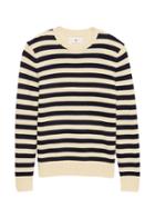 Banana Republic Mens Heritage Italian Recycled Wool Blend Stripe Sweater Cream White Size S