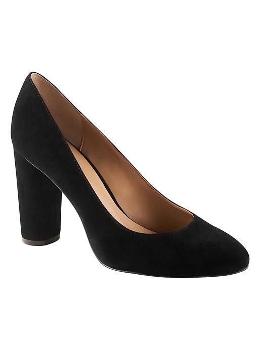 Banana Republic Womens Almond Toe Round Heel Pump - Black Suede
