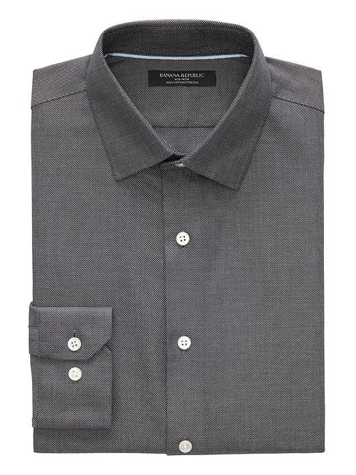 Banana Republic Mens Grant Slim-fit Non-iron Shirt Dark Gray Size Xl