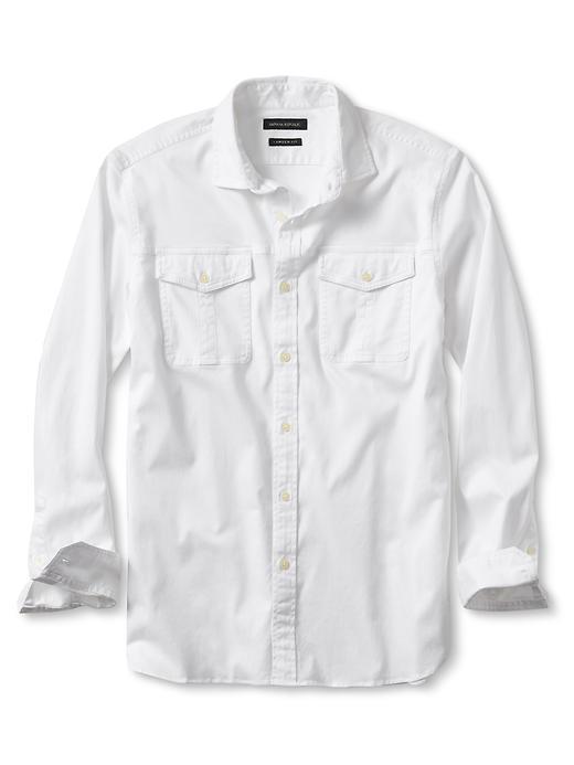 Banana Republic Mens Camden Fit Utility Shirt Size L Tall - White