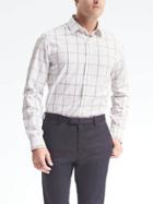 Banana Republic Mens Grant Fit Supima Cotton Grid Shirt - Stem Green