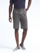Banana Republic Mens Emerson Windowpane Linen Short - Navy
