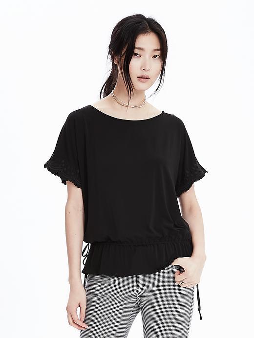 Banana Republic Womens Short Sleeve Tie Waist Top Size L - Black