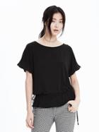 Banana Republic Womens Short Sleeve Tie Waist Top Size L - Black