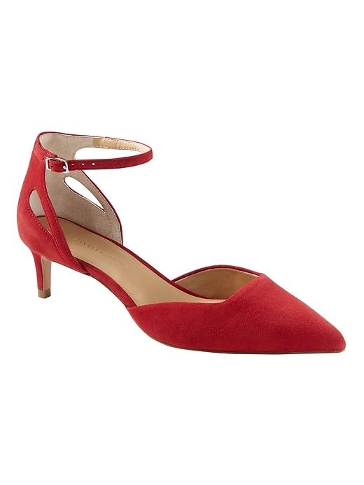 Banana Republic Womens Side Cutout Kitten Heel Ruby Red Suede Size 10