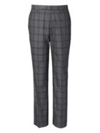 Banana Republic Mens Slim Plaid Non Iron Stretch Pant - Charcoal