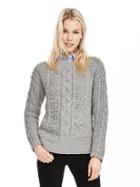 Banana Republic Womens Textured Cable Knit Crew Pullover Size M - Gray
