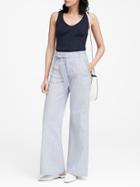 Banana Republic High-rise Wide-leg Linen-cotton Pant