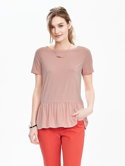 Banana Republic Short Sleeve Peplum Top Size L - Coral Peach