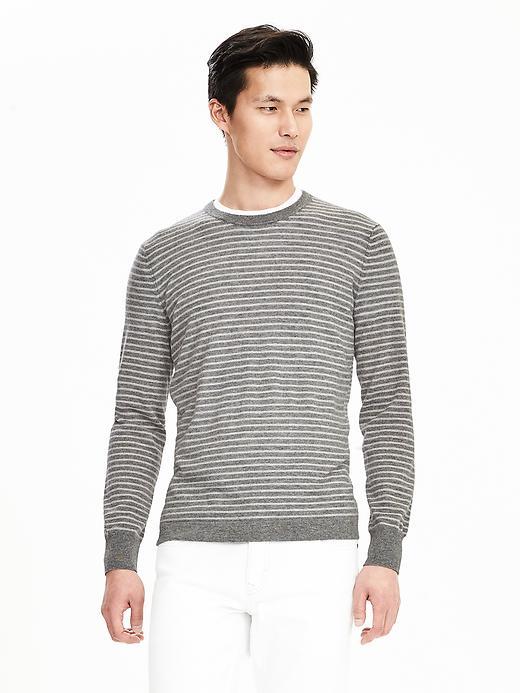 Banana Republic Mens Todd &amp; Duncan Stripe Cashmere Pullover Size L Tall - Gray