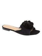 Banana Republic Womens Pom Pom Loafer Slide Black Suede Size 8