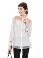 Banana Republic Womens Organza Trim Poplin Shirt Size L - White