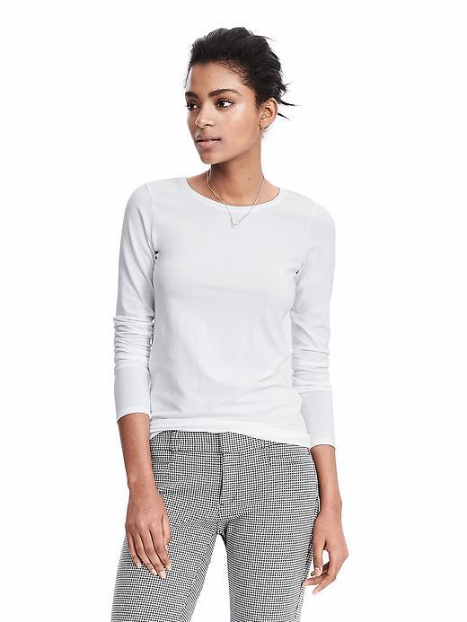 Banana Republic Womens Long Sleeve Solid Tee Size L - White