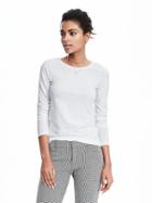 Banana Republic Womens Long Sleeve Solid Tee Size L - White