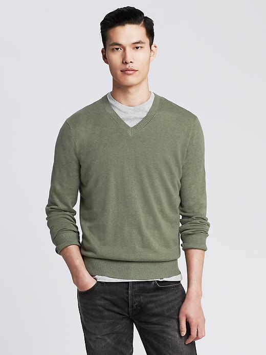 Banana Republic Silk/linen Vee Pullover Size M Tall - Antique Sage
