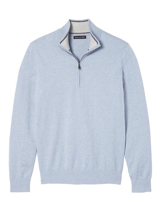 Banana Republic Mens Premium Cotton Cashmere Half-zip Sweater Blue Orchid Size S