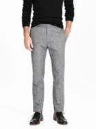 Banana Republic Mens Tailored Slim Non Iron Charcoal Cotton Pant Size 32w 36l Tall - Charcoal