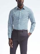 Banana Republic Grant Fit Non Iron Stretch Check Shirt - Malibu Blue