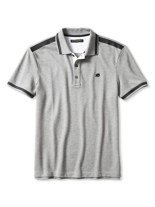 Banana Republic Mens Slim Fit Bemis Stripe Pique Polo Size L Tall - Gray Heather