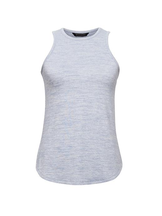 Banana Republic Womens Soft Jersey Racerback Tank Heather Light Blue Size L
