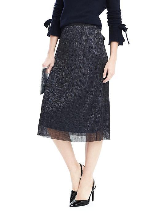 Banana Republic Womens Knit Foil Midi Skirt - Midnight Navy