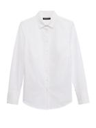 Banana Republic Womens Petite Riley Tailored-fit Seersucker Shirt White Size 12
