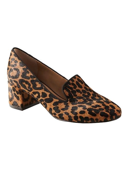 Banana Republic Womens Mid-heel Smoking Slipper Cheetah Print Haircalf Size 10