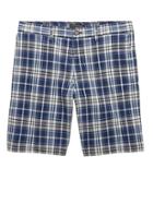 Banana Republic Mens 9 Stretch-cotton Aiden Slim Plaid Short Baltic Blue Size 31w