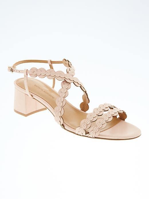 Banana Republic Scalloped Block Heel Sandal - Pink Blush