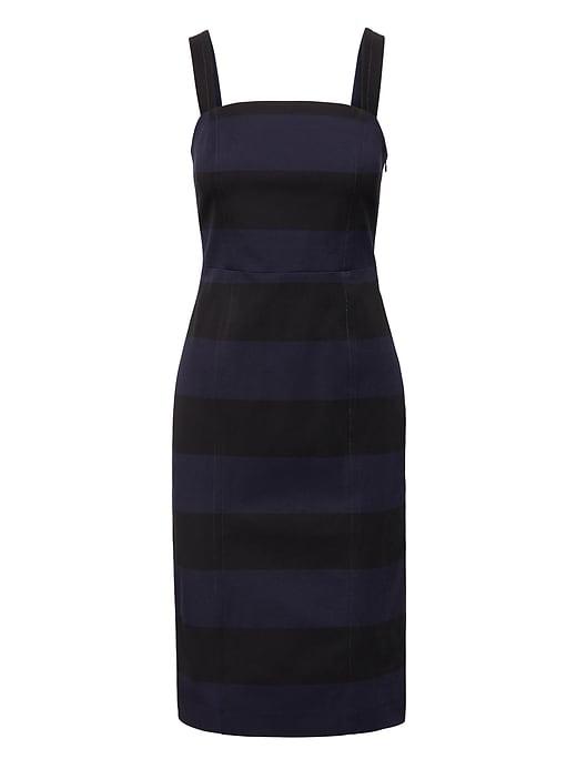 Banana Republic Womens Stripe Square-neck Bi-stretch Sheath Dress Navy & Black Stripe Size 18