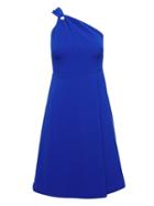 Banana Republic Womens One-shoulder Fit-and-flare Dress Blue Violet Size 14