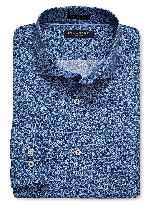 Banana Republic Mens Grant Fit Non Iron Floral Shirt Size L Tall - Philipsburg Blue
