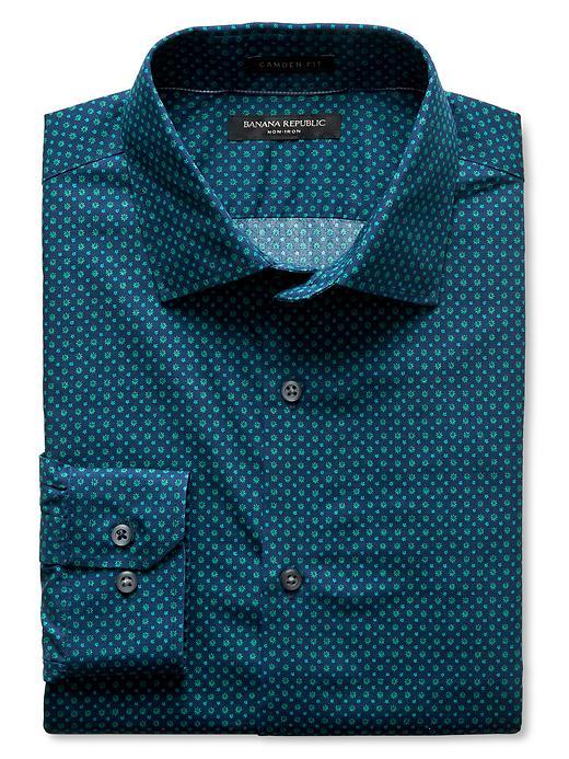 Banana Republic Mens Camden Fit Non Iron Shirt Size M Tall - Navy Star