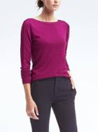 Banana Republic Womens Silk Cotton Boatneck Top - Fuschia