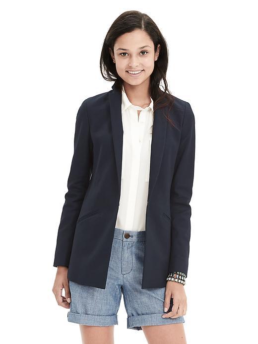 Banana Republic Womens Pique Blazer Size 0 - Preppy Navy