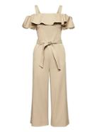 Banana Republic Womens Off-the-shoulder Cropped Wide-leg Jumpsuit Golden Beige Size 4