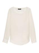 Banana Republic Womens Petite Tencel Perfect Tunic Top White Size Xs