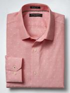 Banana Republic Mens Camden Fit Non Iron Dobby Micro Print Shirt - Red Carnival