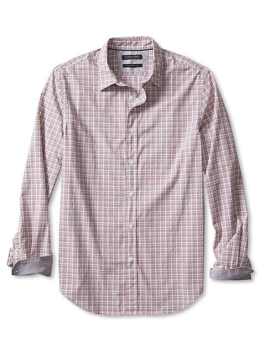Banana Republic Mens Tailored Slim Fit Custom 078 Wash Multi Check Shirt Size L Tall - Jersey Brick