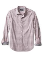 Banana Republic Mens Tailored Slim Fit Custom 078 Wash Multi Check Shirt Size L Tall - Jersey Brick