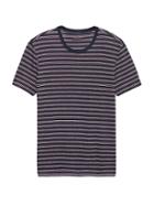 Banana Republic Mens Heritage Linen-cotton Stripe Crew-neck T-shirt Navy Size Xl