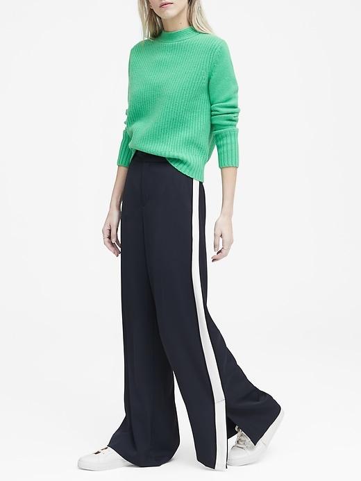Banana Republic Petite High-rise Wide-leg Side-stripe Pant