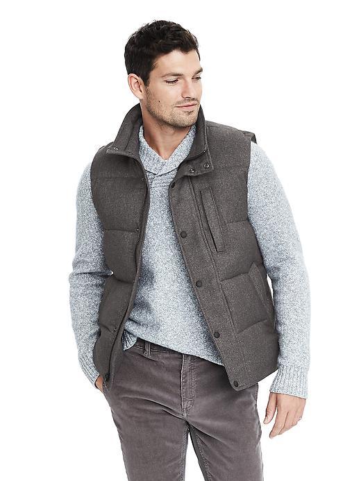 Banana Republic Mens Puffer Hooded Vest - Charcoal