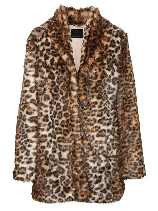 Banana Republic Womens Leopard Print Faux Fur Coat Leopard Print Size Xxl